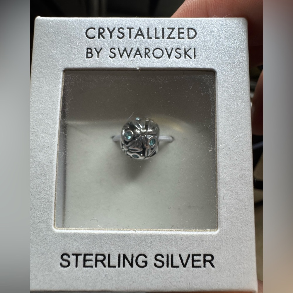 Swarovski Sterling Silver Bracelet Charm with Blue Accents